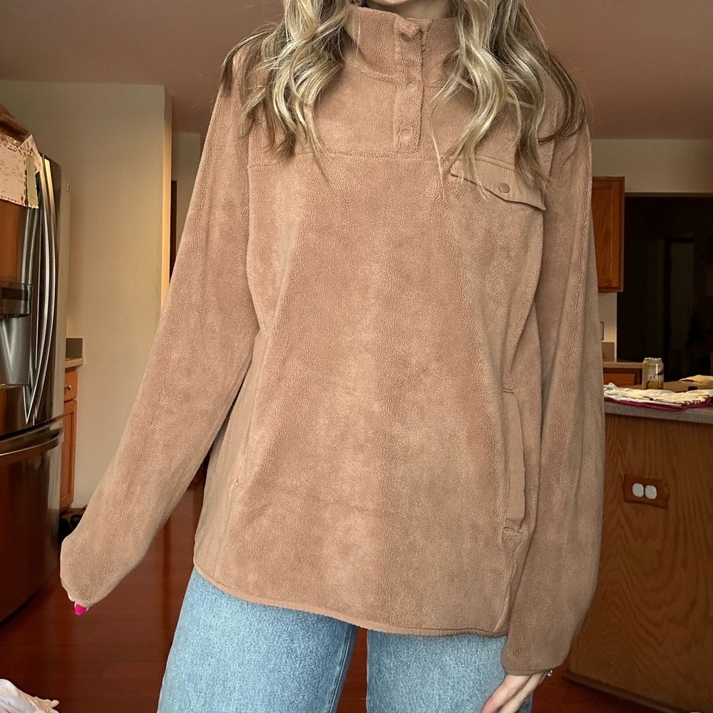 Cozy Brown Fleece Pullover